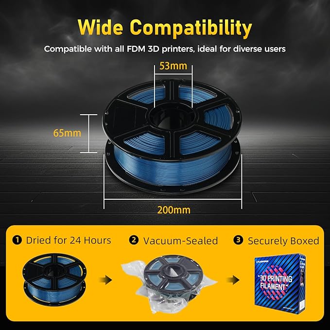 FLASHFORGE Rapid PETG Filament 1.75mm Metallic Blue, Max 600mm/s High Speed Printing, 3D Printer Filament 1kg Spool, Dimensional Accuracy +/- 0.02mm, Fits Most 3D Printers