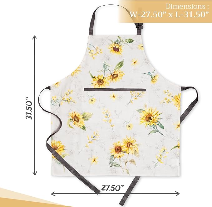 Maison d' Hermine 100% Cotton Apron for women with Pocket Kitchen Chef Apron for Men Cooking Gardening Server Waitress
