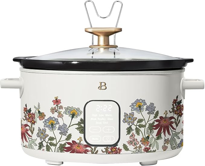 Beautiful 6 Qt Programmable Slow Cooker by Drew Barrymore - 5 Preset Cooking Functions, Digital Countdown Timer, Dishwasher-Safe Parts, and Cool-Touch Handles (Beautiful 6 Qt Programmable)