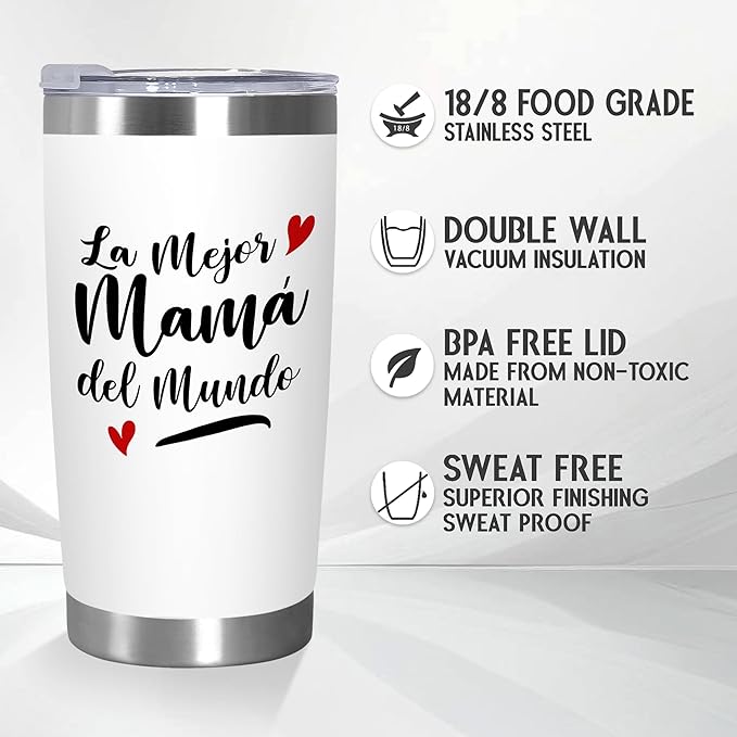 TEEZWONDER Christmas Birthday Gifts for Mom from Daughter Son - 20 oz Stainless Steel Tumbler with Lid - Mama Birthday Gifts for Women, Gift for Mother in Law Stepmom, Grandma Gift Idea
