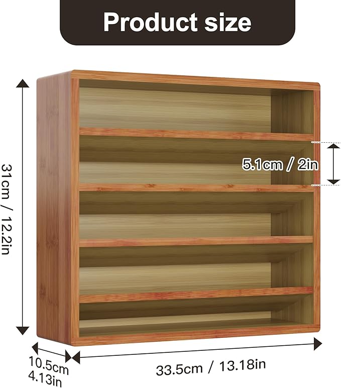 Orimade 4 Tier Spice Rack Organizer for Cabinet, Freestanding Bamboo Seasoning Rack for Countertop, Cupboard, Pantry, Kitchen, 13.18 x 4.13 x 12.2 inches(Spice Jars Not Included), Bronze