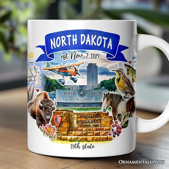 OrnamentallyYou Artistic North Dakota State Themes and Landmarks Mug