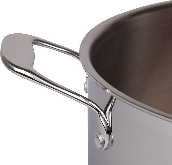Camerons 16 Quart Stock Pot with Lid - Tri-ply 18/10 Professional Grade Induction Ready Stainless Steel Sauce Pot w/Handles - Stick Resistant Interior- Great for Cooking Christmas Dinner & Xmas Gift