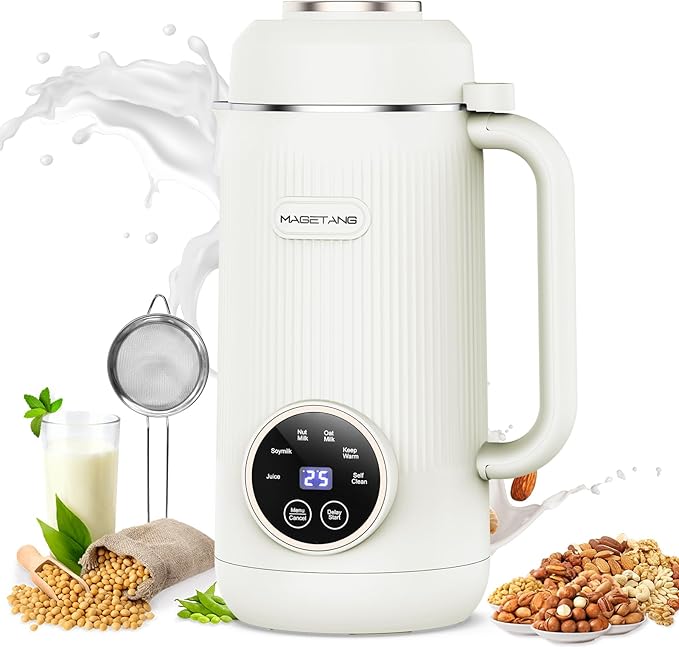 7 in 1 Nut Milk Maker Machine 28oz Automatic Milk Maker for Homemade Coconut, Oat, Soy, Plant-Based Milk, Juice with 18H Delay Start/6H Keep Warm/Self Cleaning (White)