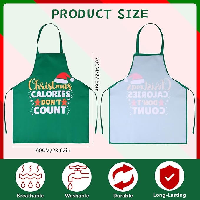 6 Pack Christmas Kitchen Aprons for Women Men Adjustable Holiday Apron with Pocket Funny Christmas Aprons for Cooking Party Xmas Party Gift (6 Design)