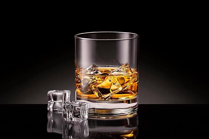 Whiskey Glasses, Set of 4, Made in Europe, 100% Lead-Free Crystal, Smooth Rim, Gift-Boxed, Dishwasher-Safe (Classic Double Old Fashioned)