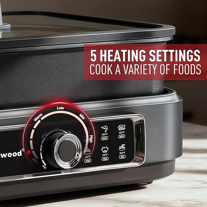 Slow Cooker, Techwood 7.5-Quart Multi-Cooker with 5-Level Heat Settings, Come with Non-stick Skillet Pan & Cooking Pot, Dishwasher Safe, Black