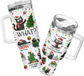 34HD 40oz Funny Christmas Cat Tumbler with Handle – Black Cat Gift, Holiday Travel Mug with Lid & Straw
