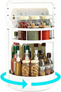 JEESA Lazy Susan Organizer, 360° Rotating Metal Spice Rack with Paper Towel Holder, Turntable Spice Holder for Condiments, Bottles, Jars, Suit for Kitchen Countertop & Cabinet, White