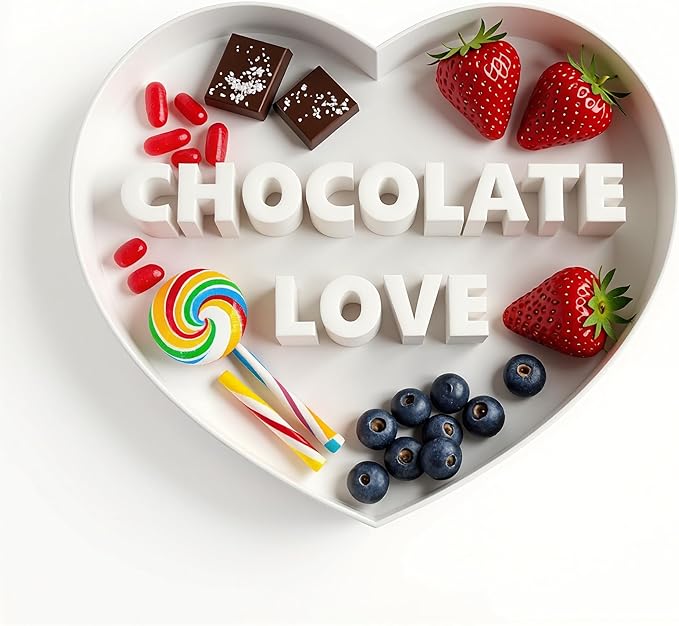 Customazible Heart Shaped Box Form Tray – Reusable Plastic for Treats, Charcuterie Boards, Cake Pops, Candy | Valentine's Day, Parties, Special Occasions - 10" & 13" (Chocolate Love)
