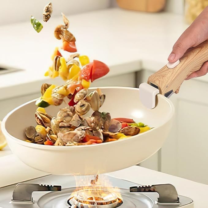 2-Pack Removable Pot Handle, Wood-Grain Detachable Replacement Handles for Pots and Pans, Universal Pot Handle Replacement Suitable for All Cookware - Durable & Heat-Resistant