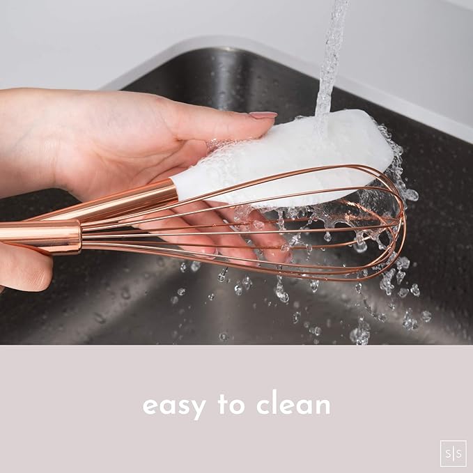 White Silicone and Copper Kitchen Utensils Set with Holder - 17-Piece Rose Gold Cooking Tools for Nonstick Cookware, with Measuring Cups, Spoons, & Utensil Holder - Stylish Copper Kitchen Accessories