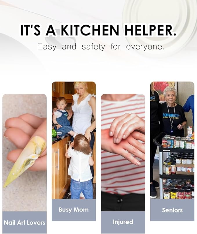 Rechargeable Electric Can Opener - One Touch Automatic, Hands Free Operation Easy Grip for Seniors & Arthritis, Works with All Cans - Cordless, No Sharp Edges