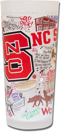 Catstudio Drinking Glass, North Carolina State University Glass Cup for Kitchen, 15oz Dishwasher Safe Tumbler for NCSU Alumni