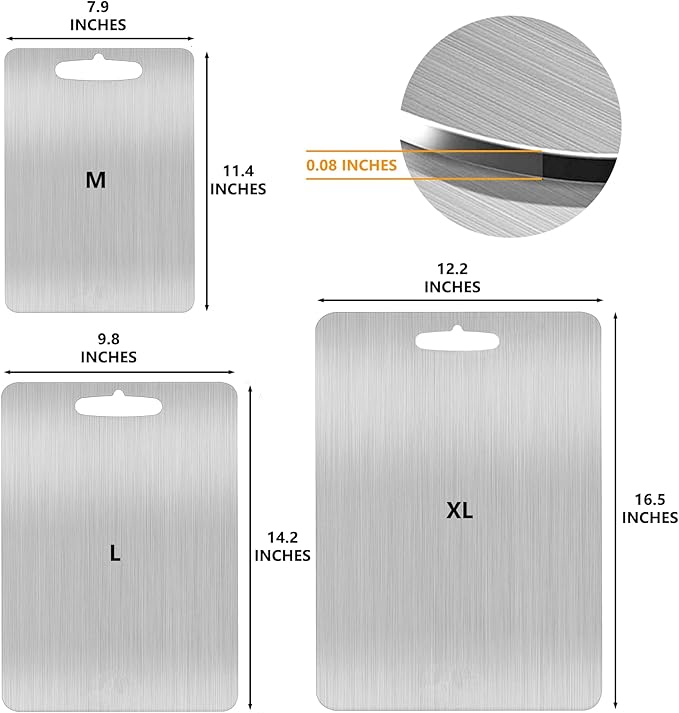 Stainless Steel Cutting Board for Kitchen, Heavy Duty Chopping Board(Large,14.2"L x 9.8" W)