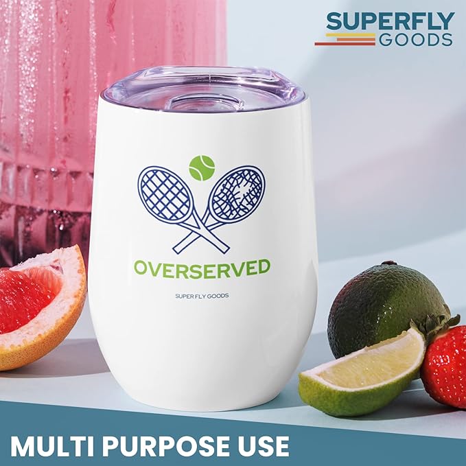 Super Fly Goods Tennis Lovers Premium Stainless Steel Insulated Travel Mug 12 oz, Leak-Proof, Keeps Beverages Hot or Cold for 12 Hours, BPA-Free, Ideal for Outdoor Activities, Gifts (Tennis)