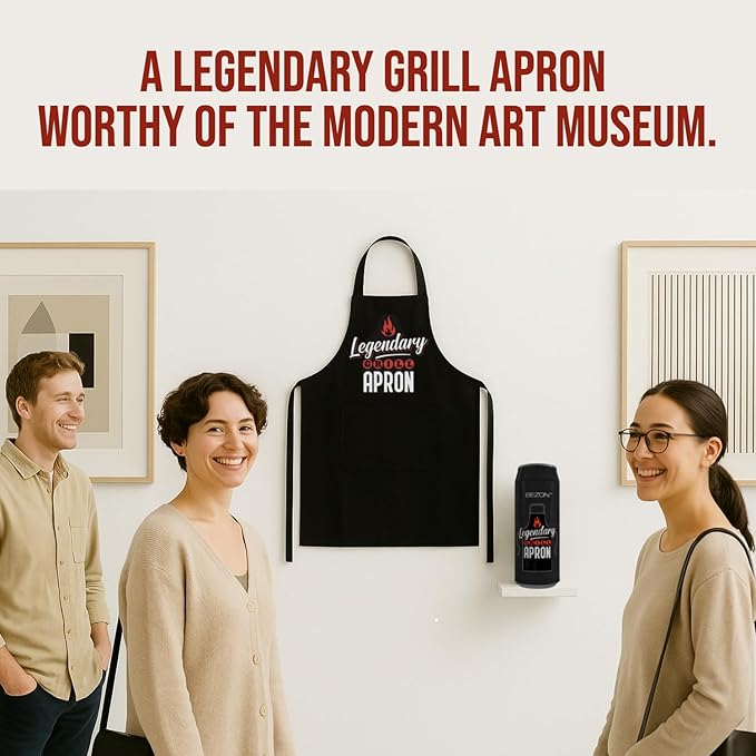 BEZON Funny Grill Apron for Men – Beer Can Gift Packaging – Hilarious BBQ Gift for Dad, Husband, or Friend – Heavy-Duty Water-Resistant Canvas – Don Grilleone