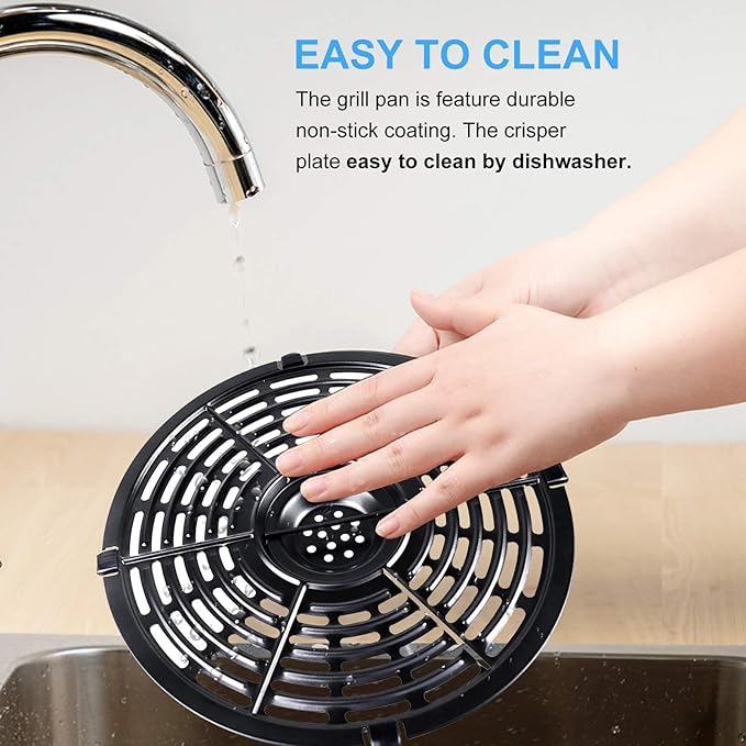 Grill Pan for Power XL 5QT Air fryer, 8.7'' 5QT Round Non-Stick Air Fryer Replacement Tray Rack Parts Accessories Crisper Plate Grill Plate, Dishwasher Safe