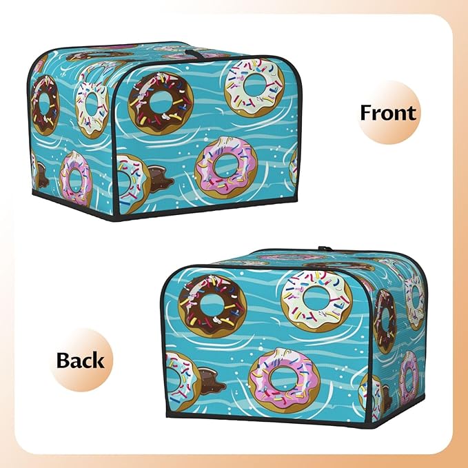 Cartoon Donut 4 Slice Toaster Cover Wide Slot Dustproof Bread Maker Cover Fingerprint Bakeware Protection Kitchen Appliance Cover Toaster Bag