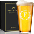 Personalized Beer Glasses Gifts for Men, 16 oz Pint Glasses Monogrammed A-Z Drinking Glass Cups Customized Gift, Unique Christmas Anniversary Birthday Gifts for Men Him Dad Brother Husband Grandpa (E)