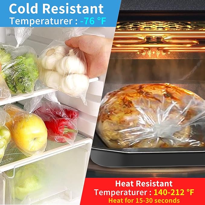 Food Bag, 14" X 20" Plastic Produce Bags Roll, Fresh-Keeping Clear Plastic Bag for Food, Fruit, Vegetable, Bread, Kitchen, freezer, Supermarket, 350 Produce Bags/Roll (2 Rolls)