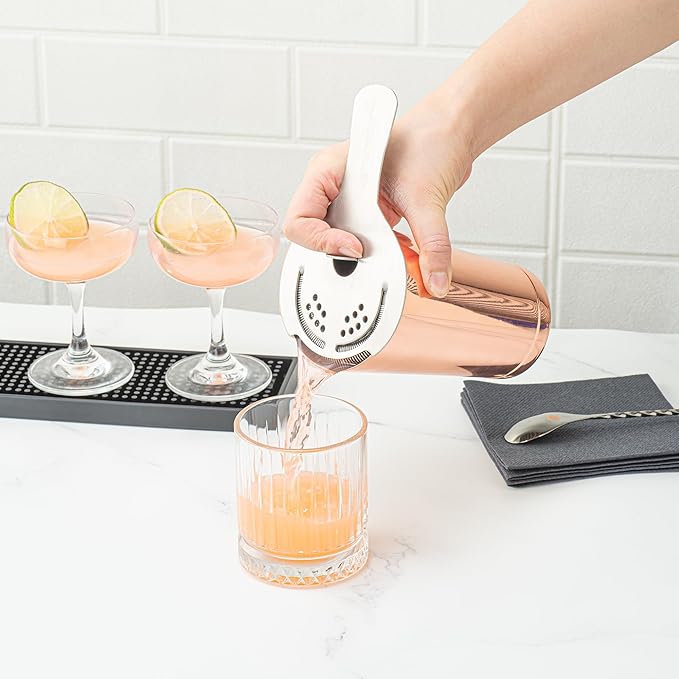 Restaurantware Bar Lux 16 Ounce Boston Shaker 1 Copper-Plated Cocktail Shaker - Weighted Bottom No Leak Stainless Steel Martini Drink Mixer Essential Bar Tool For Home Use Or Bartenders