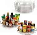 Lazy Susan Turntable for Spice Organization | Clear BPA-Free Plastic Rotating Organizer for Kitchen Cabinet, Pantry, Countertop, Fridge | 360-Degree Rotating Base (10 inch - 8 Pack)