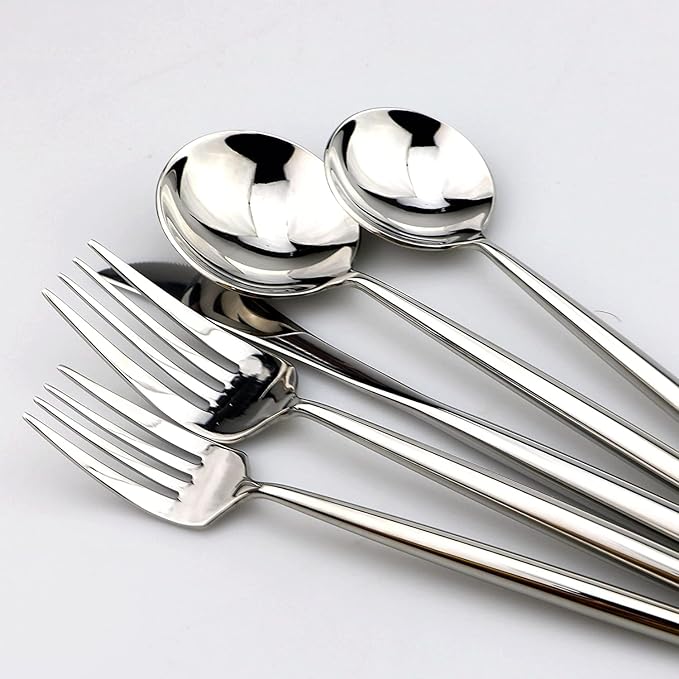 20-Pieces 18/10 Stainless Steel Silverware Set, Mirror Polishing SilverFlatware Set , Kitchen Knife Fork Spoon Utensils, Service for 4