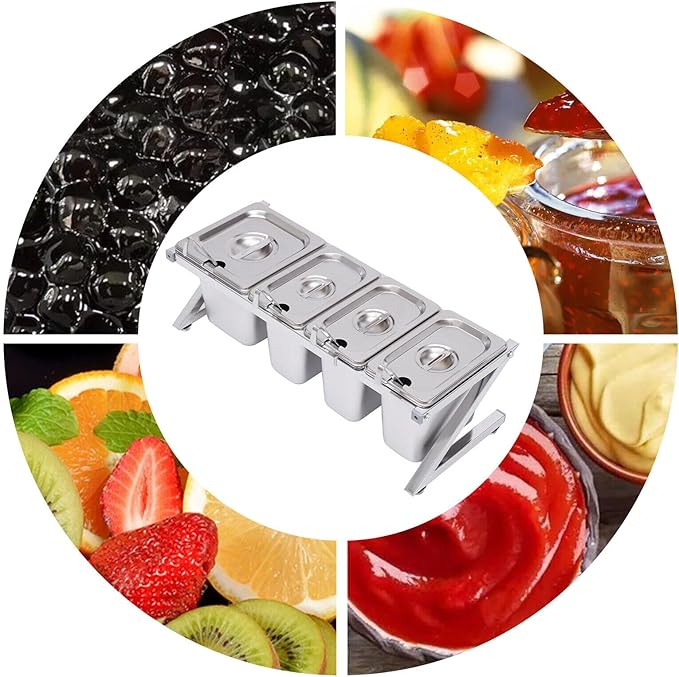 Expandable Spice Rack Set, Kitchen Spice Rack Organizer, 3x1/9 Pans and 1x1/6 Pan, Stainless Steel Spice Organizer for Pantry, with Telescoping Shelf, Countertop Holder -4 Pans