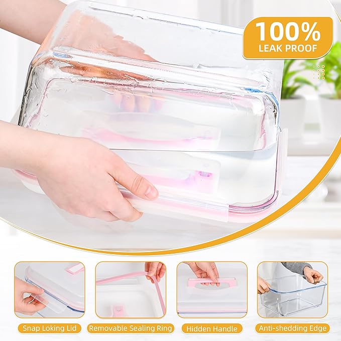190oz / 24Cup Extra Large Glass Storage Containers with Lids, Glass Bread Box Airtight Bread Container, Ideal Food Storage Containers, Roasting Turkey/Chicken/Cookie, Oven&Dishwasher Safe
