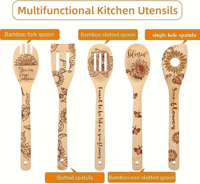 6pcs Sunflower Wooden Cutting Board Set Perfect Charcuterie & Serving Boards for Home Kitchen Decor, Ideal Gifts for Wedding, Birthday, Anniversary, Christmas & Housewarming