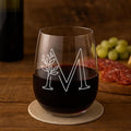 On The Rox Drinks Monogrammed Gifts For Women and Men - Letter A-Z Initial Engraved Monogram Stemless Wine Glass - 17 Oz Personalized Wine Gifts For Women and Men (M)