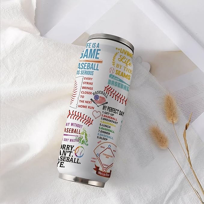 Baseball Tumbler Cup 17oz Stainless Steel Insulated Travel Mug Tumblers Cup Baseball Gift for Women Men Mom Gifts for Birthday Christmas