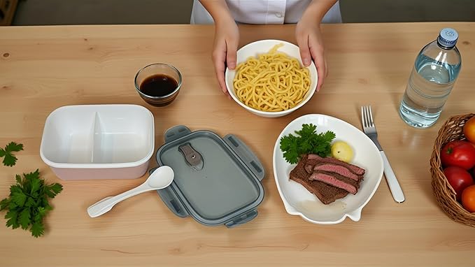 2-Compartment Bento Lunch Box – Leakproof, BPA-Free, Microwave & Dishwasher Safe Meal Prep Container – Compact & Reusable Food Storage for Work, Gym, or Travel (Simple Pink)
