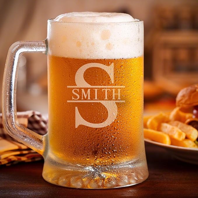 HomeWetBar Personalized Beer Mug and Bar Glassware for Craft Beer Lovers Custom Glass Beer Mug