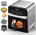 6QT Stainless Steel Air Fryer Ceramic 12 in 1, Dual-Blazes in Metal Housing, 2-3 Servings Visible 8.27" Basket with Teflon-Free Premium Coating, 1700W, DAYBEST Dishwasher Safe Kits (Stainless Steel)