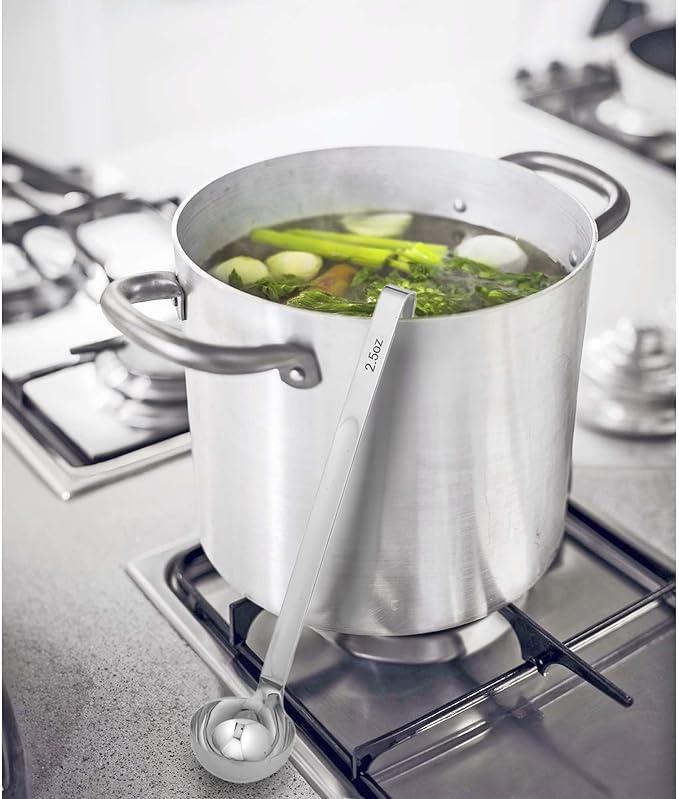 HIC Kitchen Single-Piece Stainless Steel Ladle, 18/8 Stainless Steel, 2.5-Ounce Capacity