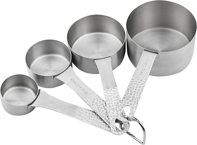 Measuring Cups and Spoons Set, 18/8 Stainless Steel Measuring Cups and Spoons for Baking & Cooking, Metric & US 4 Kitchen Measure Cup and 5 Measure Spoon with Leveler for Liquid & Drying