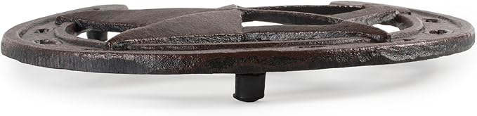 DII Decorative Trivet Set for Pots & Pans Dining Table Hot Pot Holder, Casted Metal, 8x8, Horseshoe & Star, 2 Piece