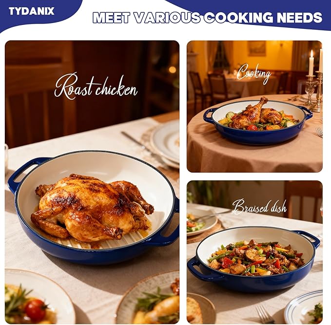 2-in-1 Multifunctional Enameled Cast Iron Dutch Oven, 6QT Loaf Pan with Dual Handles, Perfect for Baking Sourdough, Roasting, Braising & Stews, Oven & Stovetop Safe, Easy to Clean & Pre-Seasoned