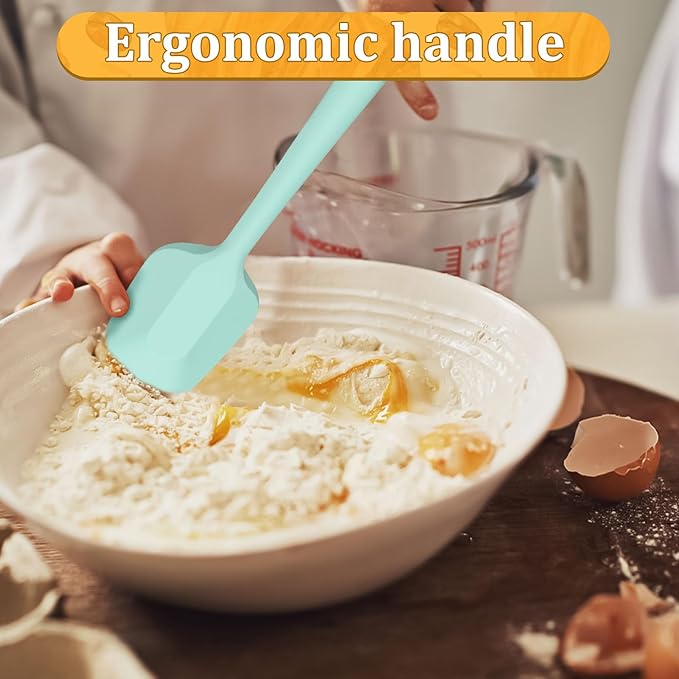 4 Pcs Silicone Spatula Set with Nonslip Handle Heat Resistant Silicone Versatile Kitchen Dishwasher Safe Cooking Spatula Set for Cooking Mixing Baking