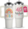 Vivulla68 40th Birthday Gifts Women - 40th Birthday Gifts For Women, Her, Mom - 40 Year Old Gift Ideas For Female, Turning 40, Forty Years Old Gift For Lady, 40 and Fabulous Tumbler 40 Oz, 1985 Cup