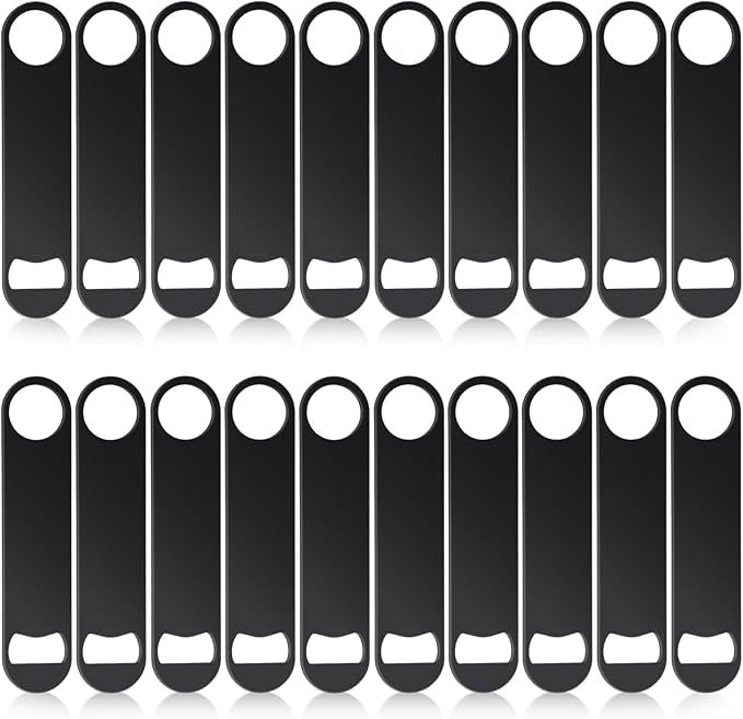 20 Pcs Flat Bottle Openers 7 Inch Stainless Steel Beer Bottle Openers Bulk, Black Speed Opener Beer Bottles Opener Bartender for Kitchen Bar Restaurant Party Supplies