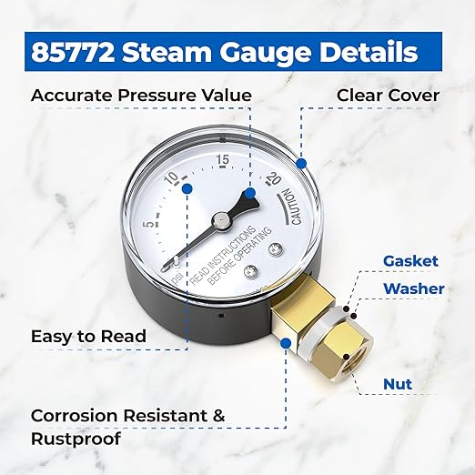 85772 Pressure Canner Steam Gauge Replacement Parts for Presto 01/CG22 0175001 0175005 0175006 0175107 01755 0178001 0178005 0178006 0178107 0178410, Pressure Cooker Parts