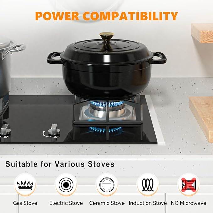 ROVSUN Enameled Cast Iron Round Dutch Oven, 6QT Pot with Lid &Dual Handles with Silicone Gloves,Oven Safe up to 500°F, Heavy-Duty Pre-Seasoned Cookware for Bread Baking, Braising, Stews, Roasting, Black