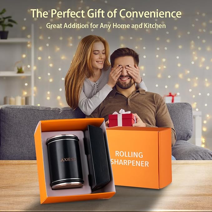 Rolling Knife Sharpener Kit - Roller Knife Sharpening Tool with Diamond and Ceramic for All Knives - User-Friendly Professional Tumbler Kitchen Knife Sharpeners with 15° and 20° Magnetic Angles