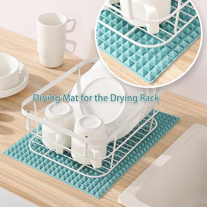 Colinda Silicone Dish and Cup Drying Mat - Extra Large Trivet for Hot Dishes, Large Size Hot Pots and Pads Coming Directly Out from the Stove or Oven,Drain Board,16" x 11.5",Orange