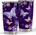 SANDJEST Purple Butterfly Tumbler Jewelry Style Butterfly Lover 20oz Tumblers with Lid Gift for Women Girl Daughter Sister Mom Christmas Birthday Present
