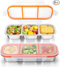 Palksky 2Pack Stainless Steel Snack Containers with Lids, 3 Compartment Reusable Snackle Box Container, Metal Food Storage Containers for School, Home, Travel