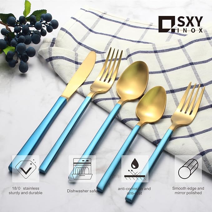 Silverware Set for 4,20 Pieces Forged Stainless Steel Flatware Set Cutlery Set,Heavy Duty and Modern Desgin,Fancy Tableware Cutlery Set for Home,Restaurant,Mirror Polished,Dishwasher Safe